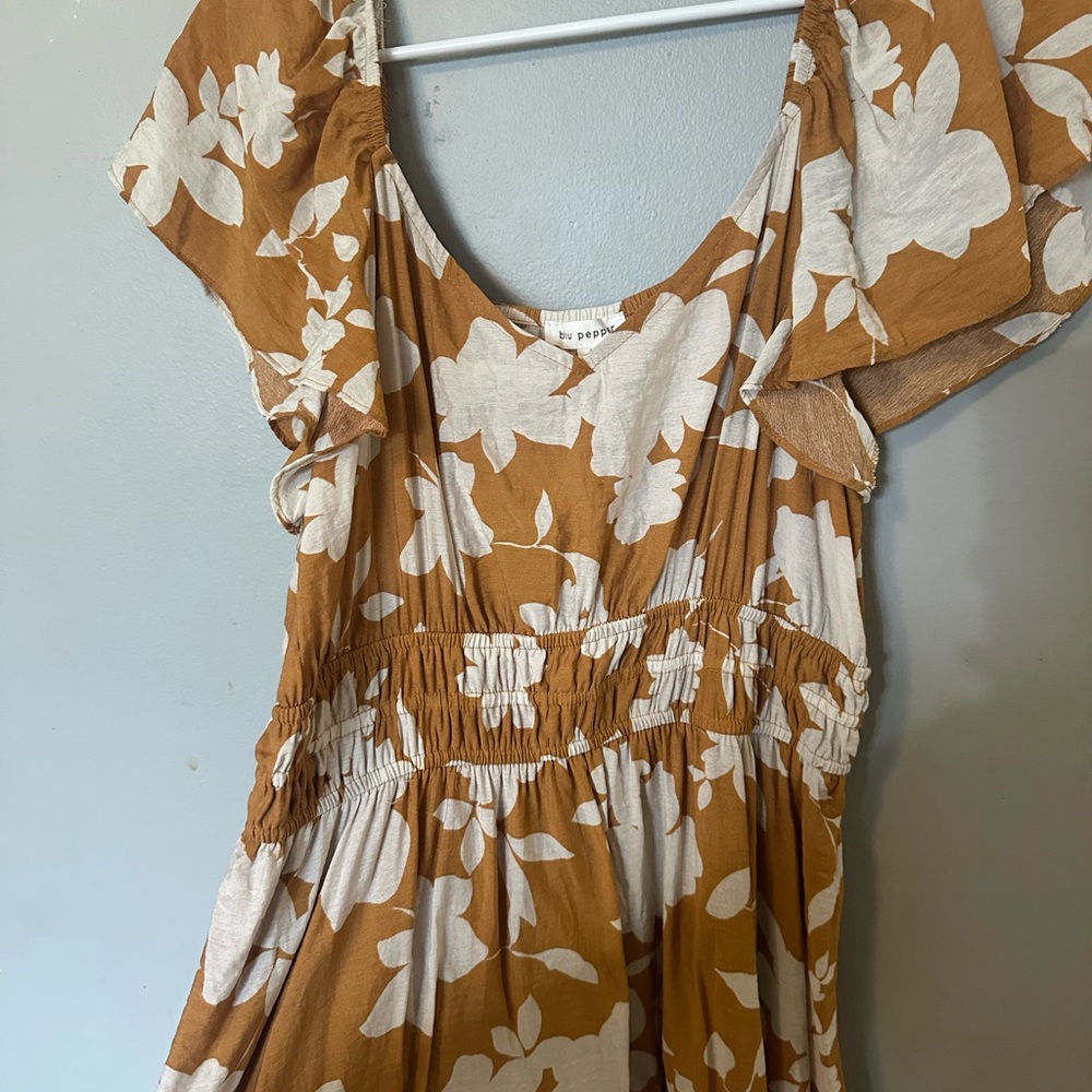 Blu Pepper Tan and Orange Floral Dress - Picture 2 of 5